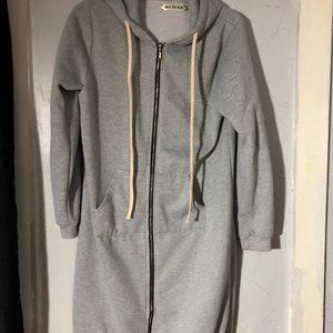 Madina S Light Gray Zip Front Sweatshirt Jacket